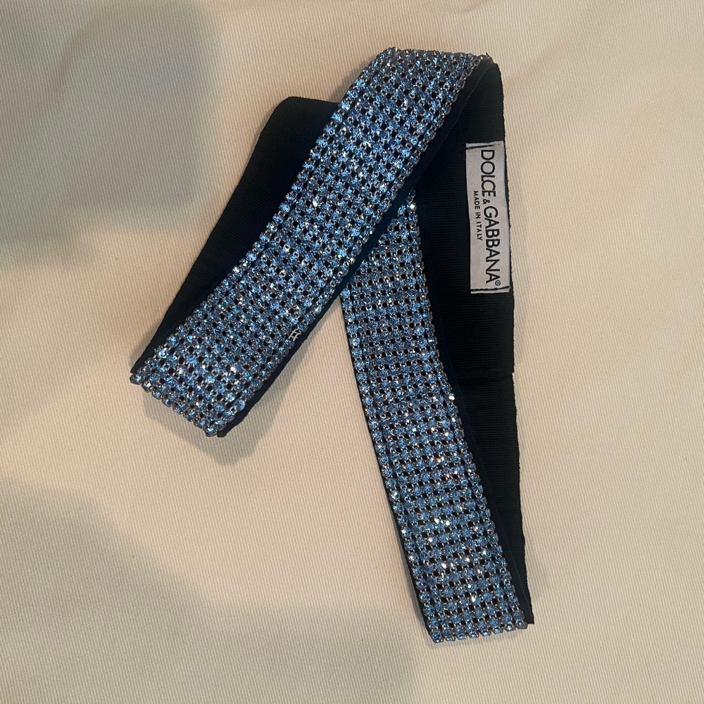 Dolce & Gabbana vintage blue Swarovski Crystal Belt  Pink rhinestones, wear cons